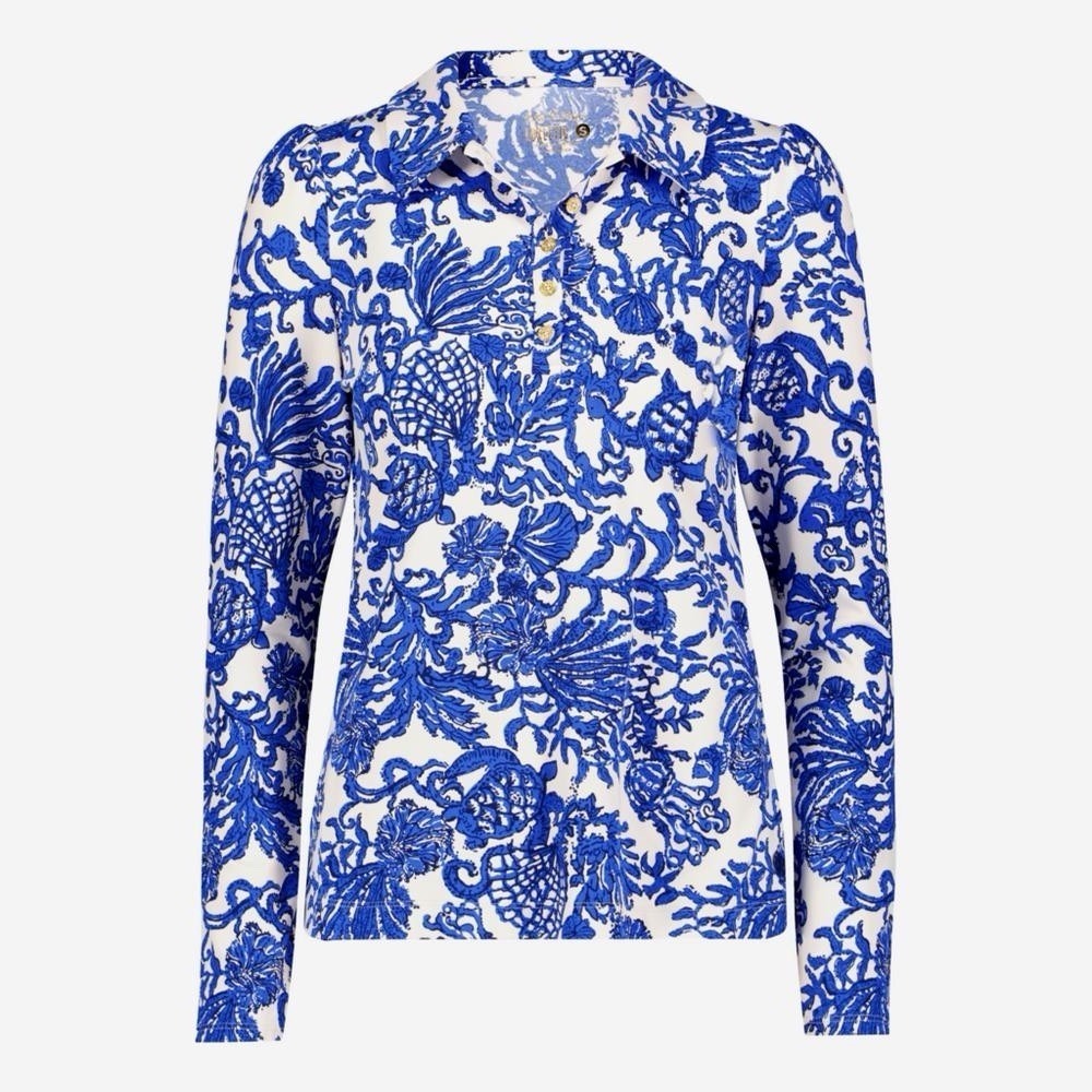 Lilly Pulitzer Luxletic Frida Coconut Shirt L Long Sleeve Athleisure Golf Tennis